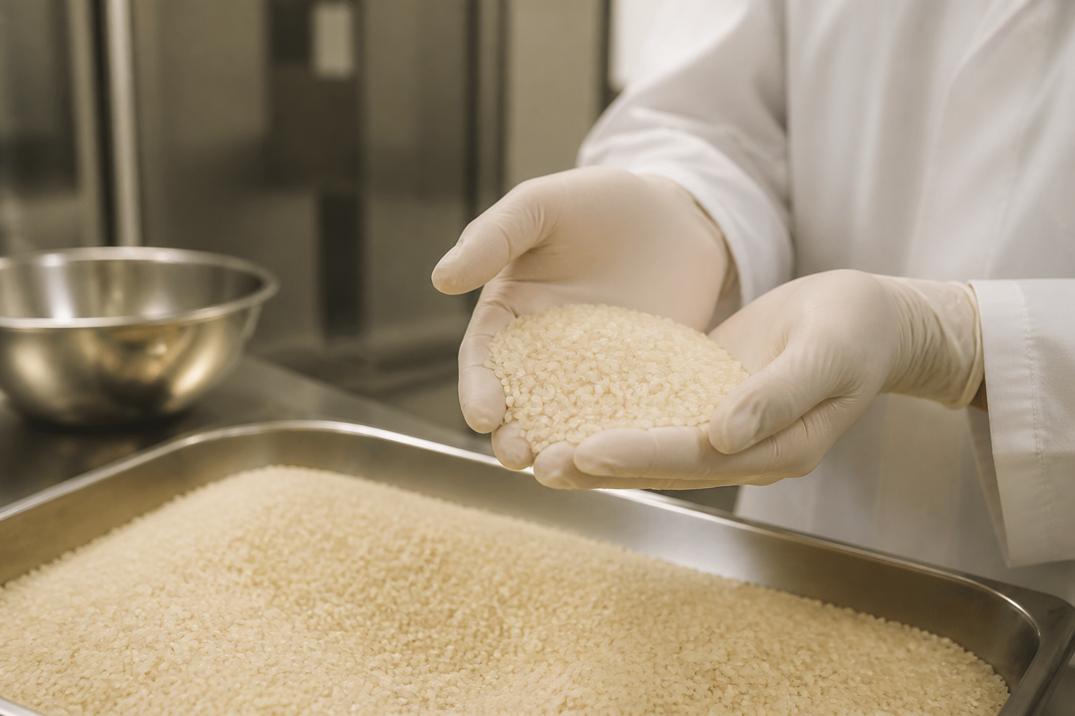 Quality inspection of milled rice at the mill desk